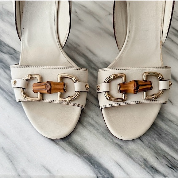 Gucci Leather Horsebit Accent Open Toe Heels - Picture 4 of 10